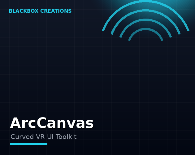 ArcCanvas curved VR UI toolkit showing a curved menu wrapping around the player in Unity