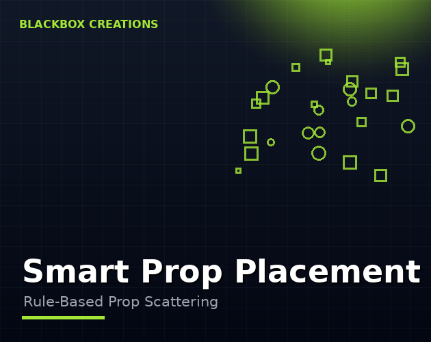 Smart Prop Placement scattering props across a Unity scene with rule-based density